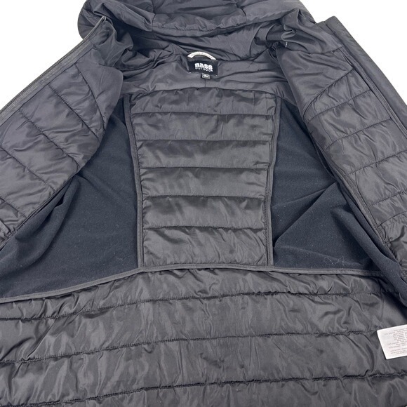 Bass Outdoor Womens Black‎ Hybrid Puffer Jacket Hooded Full Zip Size M - Picture 6 of 7